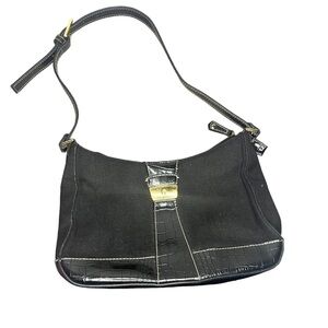 Etienne Aigner Canvas & Croc Leather Shoulder Bag